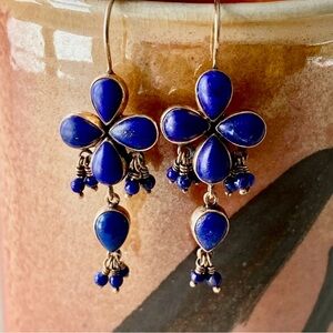 Jane Diaz | Lapis Teardrop Earrings in 10K Rose Gold with Dangles